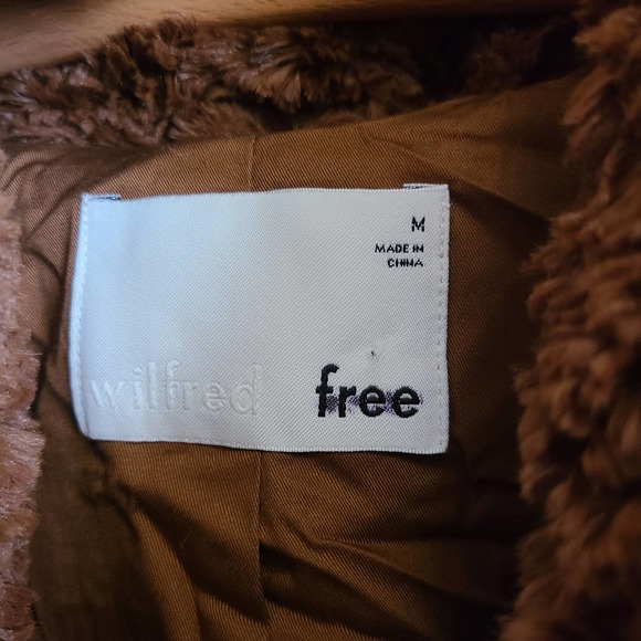 Aritzia Wilfred Free Plush Jacket Teddy Brown Faux Fur Medium Coat Button - Picture 4 of 4